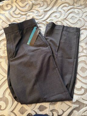 Perry Ellis Charcoal Dark Gray Textured Regular Fit Casual Dress Pants 32x30